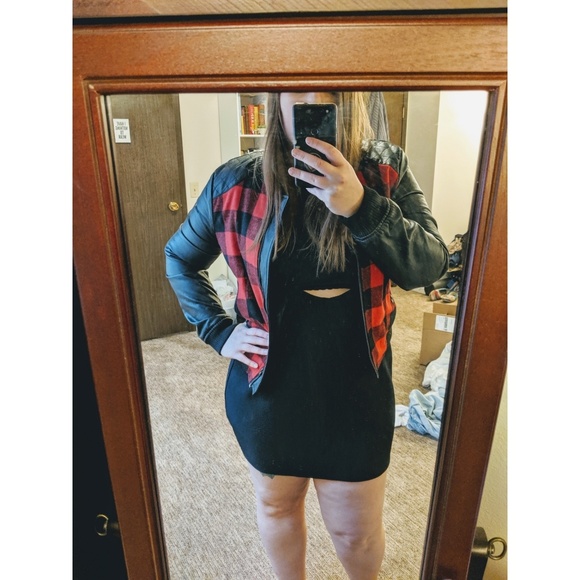 Red Snap Jackets & Blazers - Plaid Bomber Jacket